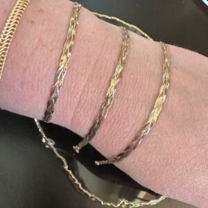 Pulseira Trança Tricolor no Ouro 18K