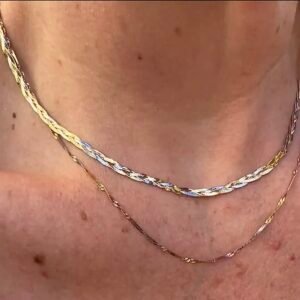 Corrente Trança Tricolor no Ouro 18K