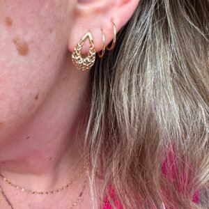 Par de Brincos Gota Diamantada no Ouro Amarelo 18K