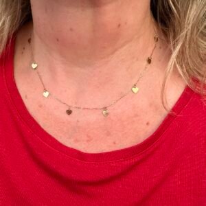 Gargantilha de Coraçõezinhos Espelhados no Ouro Amarelo 18K