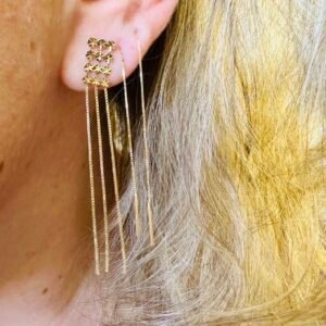 Par de Brincos Círculos e Franjas no Ouro Amarelo 18k