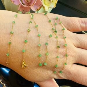 Gargantilha Esmeraldas 45cm no Ouro Amarelo 18k