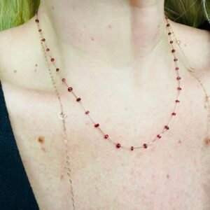 Gargantilha Rubis 45cm no Ouro Amarelo 18k