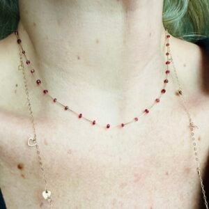 Gargantilha Rubis 40cm no Ouro Amarelo 18k