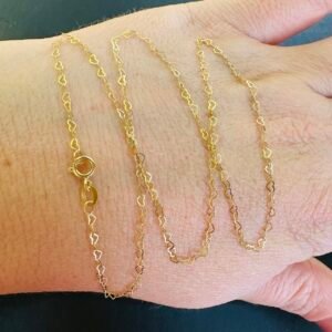 Corrente Coraçõezinhos 40cm, no Ouro Amarelo 18K