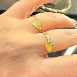 Anel com Pingente Coração no Ouro 18K