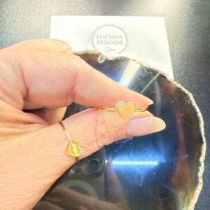 Anel de Coração Espelhado no Ouro 18K