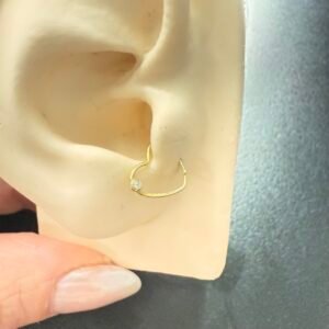 Piercing Coração com Zircônia no Ouro 18K