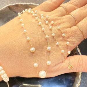 Gargantilha de Pérolas em Degradê no Ouro 18K