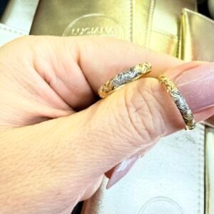 Anel Tipo Aparador Tricolor (Amarelo, Branco e Rosé), Diamantado no Ouro Amarelo 18k