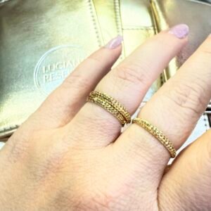 Anel Diamantado Fininho no Ouro 18K