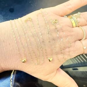 Gargantilha Coraçãozinho Abaulado dos 2 lados no Ouro Amarelo 18k