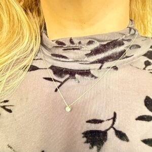 Gargantilha Ponto de Luz Zircônia 4mm no Ouro Amarelo 18K
