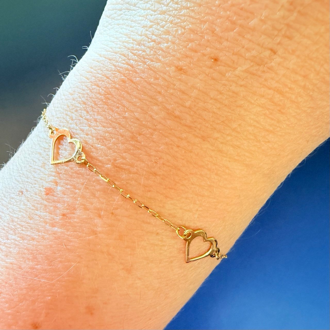 Pulseira 3 Corações Vazados no Ouro 18K - Imagem 2
