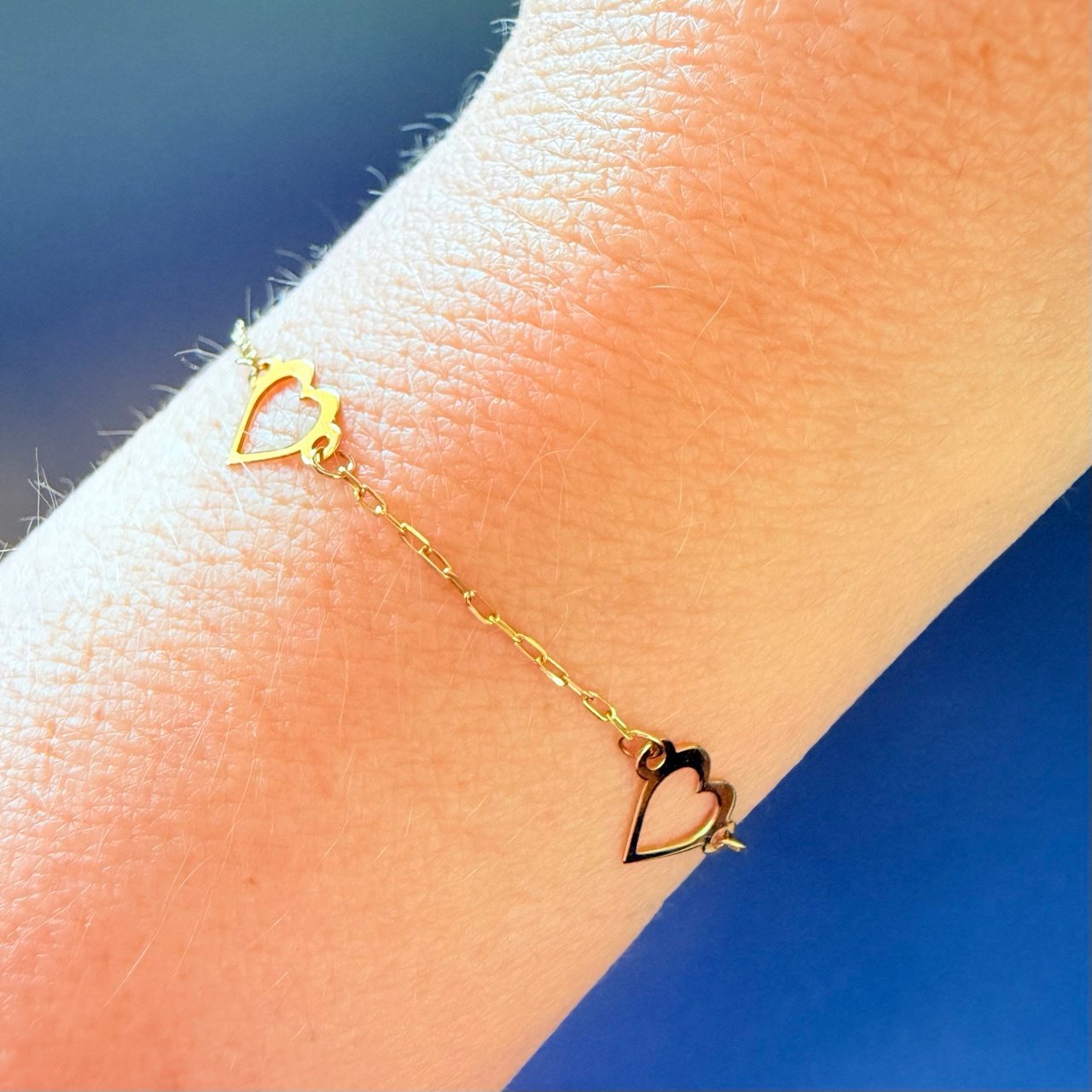 Pulseira 3 Corações Vazados no Ouro 18K - Imagem 3
