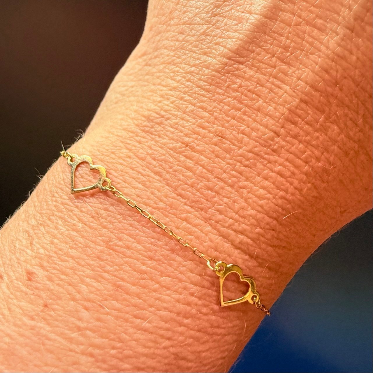 Pulseira 3 Corações Vazados no Ouro 18K - Imagem 4