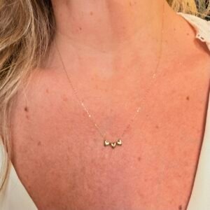Gargantilha 3 Corações 45cm no Ouro Amarelo 18K