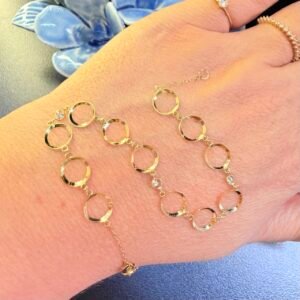 Pulseira Elos e Zircônias no Ouro Amarelo 18K