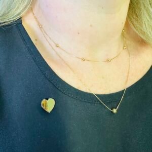 Broche Coração Espelhado no Ouro 18K