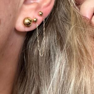 Par de Brincos Bola 8mm no Ouro 18K
