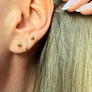 Par de Brincos Bola 4mm no Ouro 18K