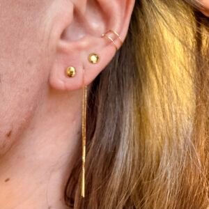 Par de Brincos Botão Espelhado 5mm no Ouro 18K