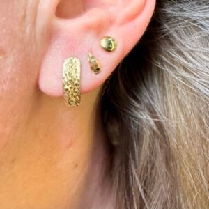 Par de Brincos efeito Diamantado no Ouro 18K