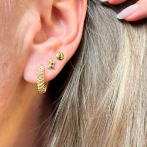 Par de Argolas Diamantadas no Ouro 18K